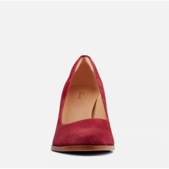 Clarks Red Suede Heels - Picture 3 of 13